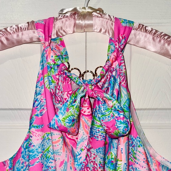 Lilly Pulitzer Julien "Seaing things" Prosecco pink Halter Top. Size Large NWT - Picture 3 of 15